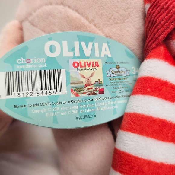 Zoobies Play Sleep Love OLIVIA Pig Doll Striped Plush Soft Tag PJ Storage 2010 - Picture 7 of 13